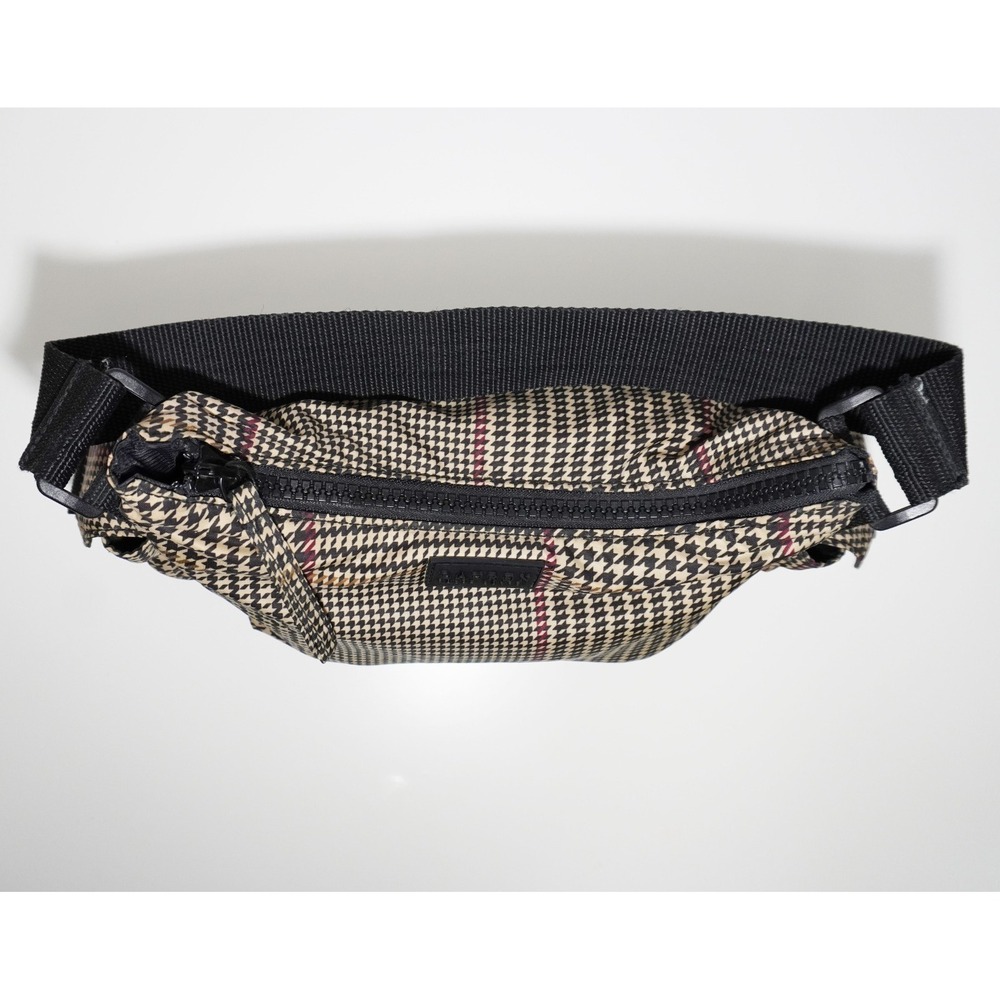 Lauren Ralph Lauren Plaid Houndsooth Beige Nylon Shoulder Bag Silver Buckles - Picture 7 of 12